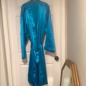 C W Classic Blue Satin Robe